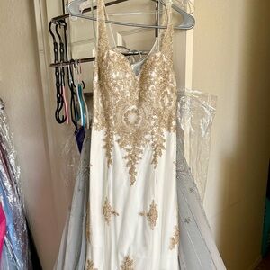 Elegant Gold Embellished Prom Dress